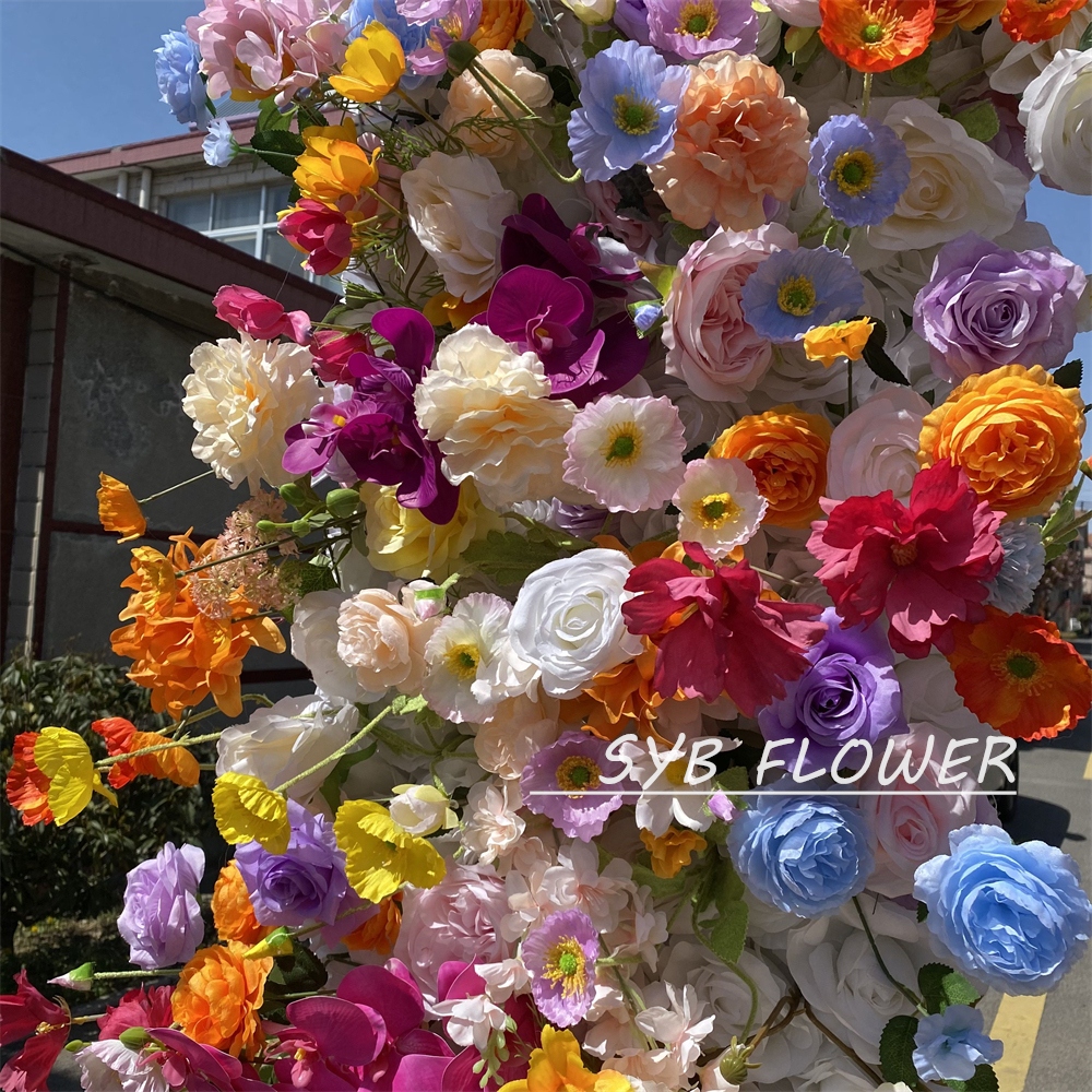 AC-070 Customized Wedding Arch Silk Artificial Flowers Gate Flowers Wedding Arch Backdrop For Wedding Entrance Decoration