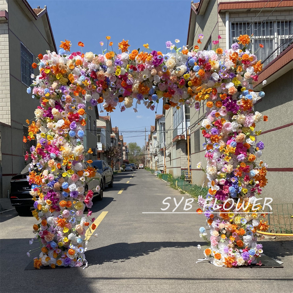 AC-070 Customized Wedding Arch Silk Artificial Flowers Gate Flowers Wedding Arch Backdrop For Wedding Entrance Decoration