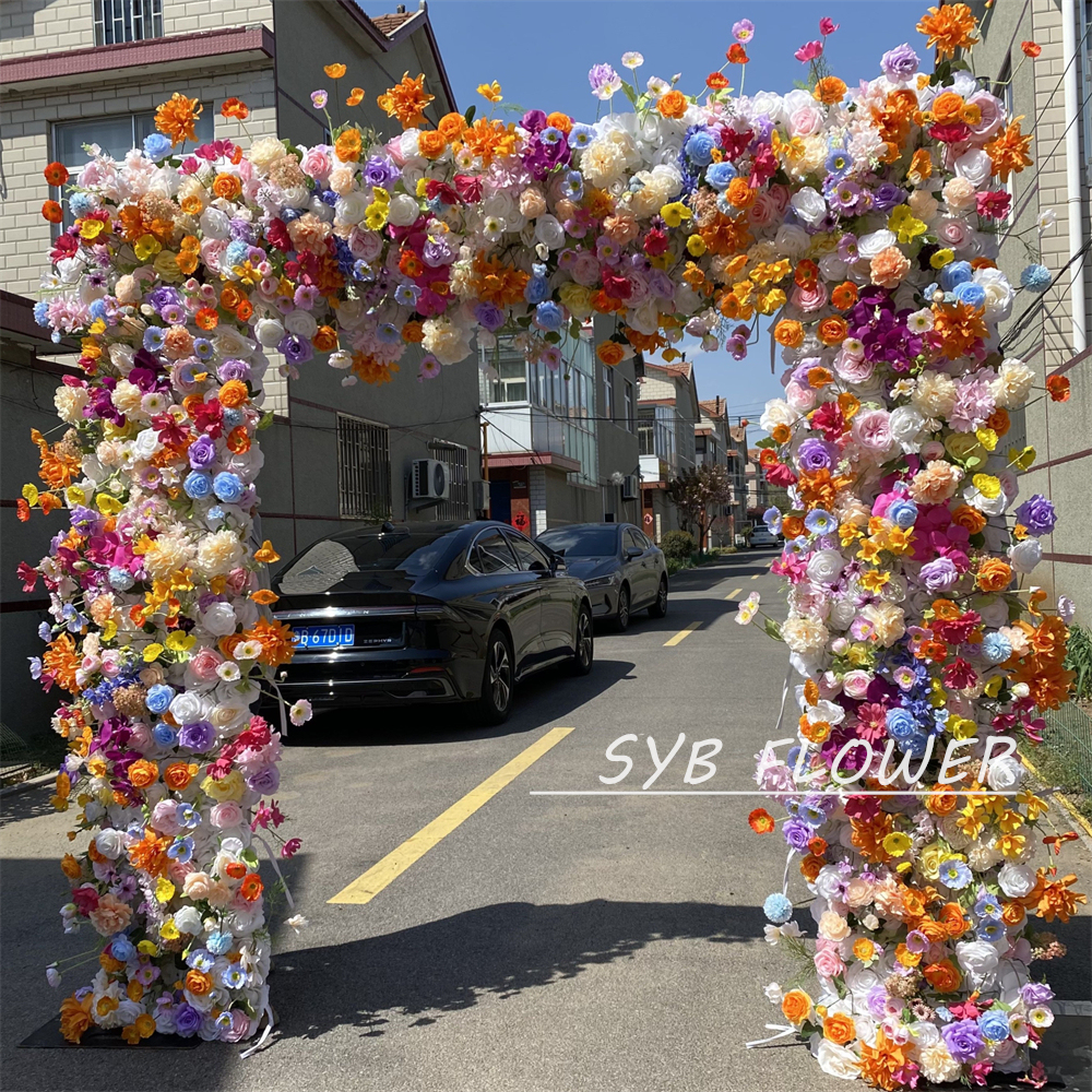 AC-070 Customized Wedding Arch Silk Artificial Flowers Gate Flowers Wedding Arch Backdrop For Wedding Entrance Decoration