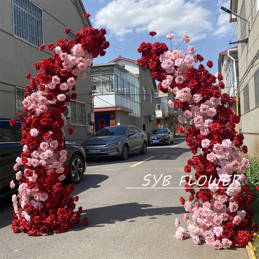 AC-072 Customized Wedding Arch Silk Artificial Flowers Gate Flowers Wedding Arch Backdrop For Wedding Entrance Decoration