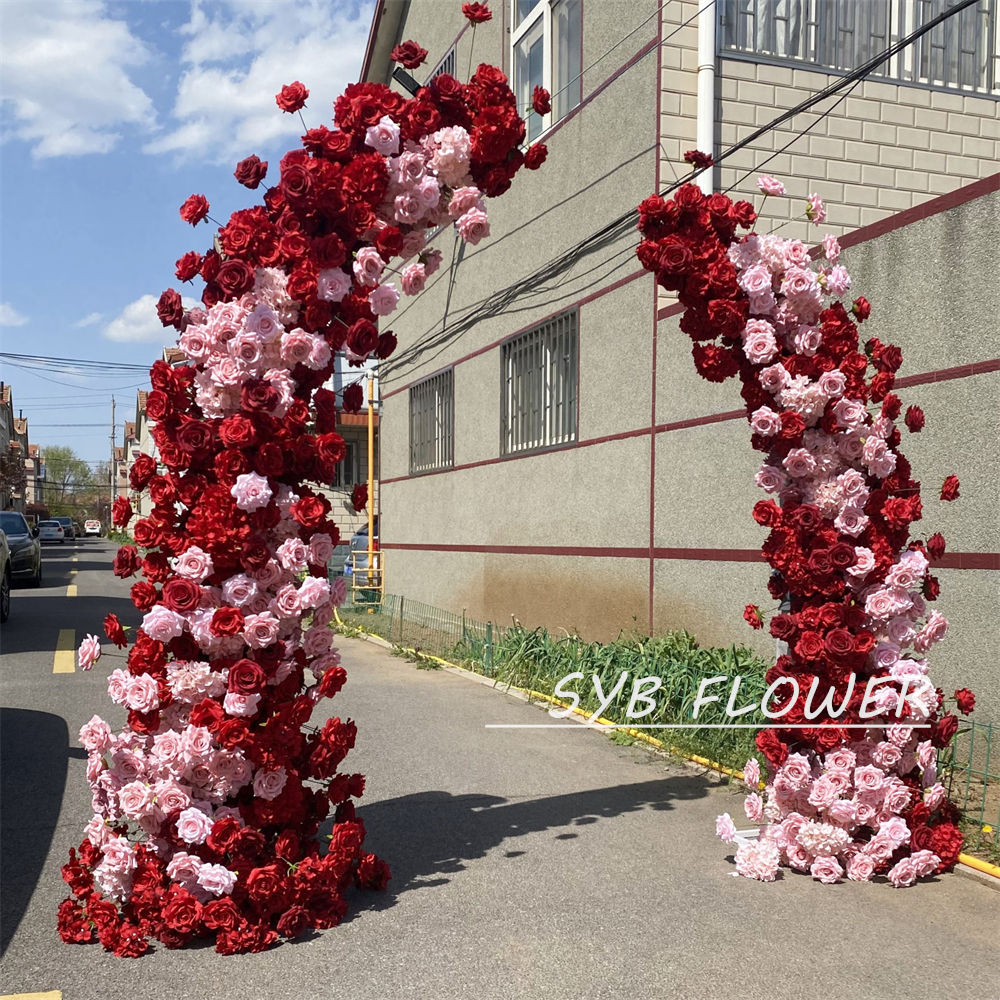 AC-072 Customized Wedding Arch Silk Artificial Flowers Gate Flowers Wedding Arch Backdrop For Wedding Entrance Decoration