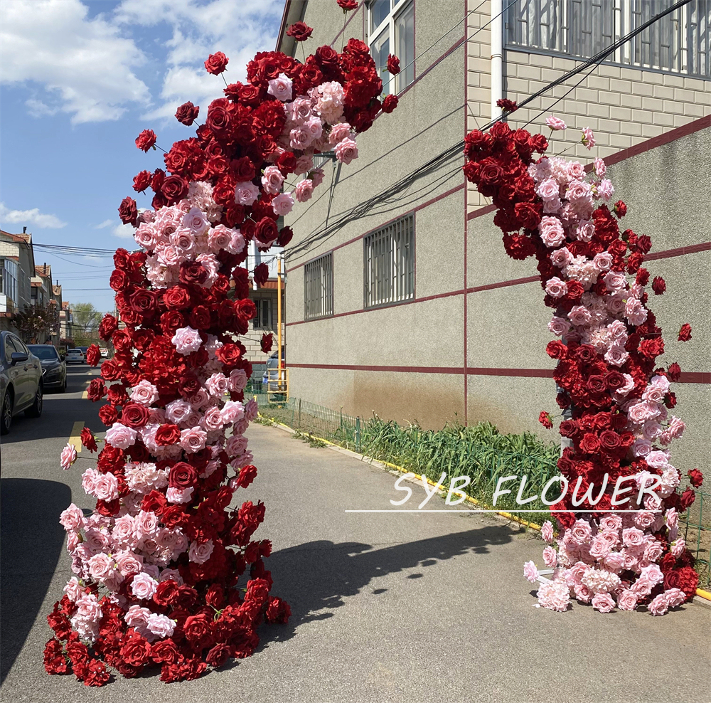 AC-072 Customized Wedding Arch Silk Artificial Flowers Gate Flowers Wedding Arch Backdrop For Wedding Entrance Decoration