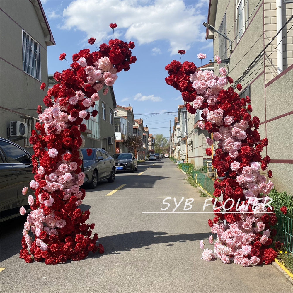 AC-072 Customized Wedding Arch Silk Artificial Flowers Gate Flowers Wedding Arch Backdrop For Wedding Entrance Decoration