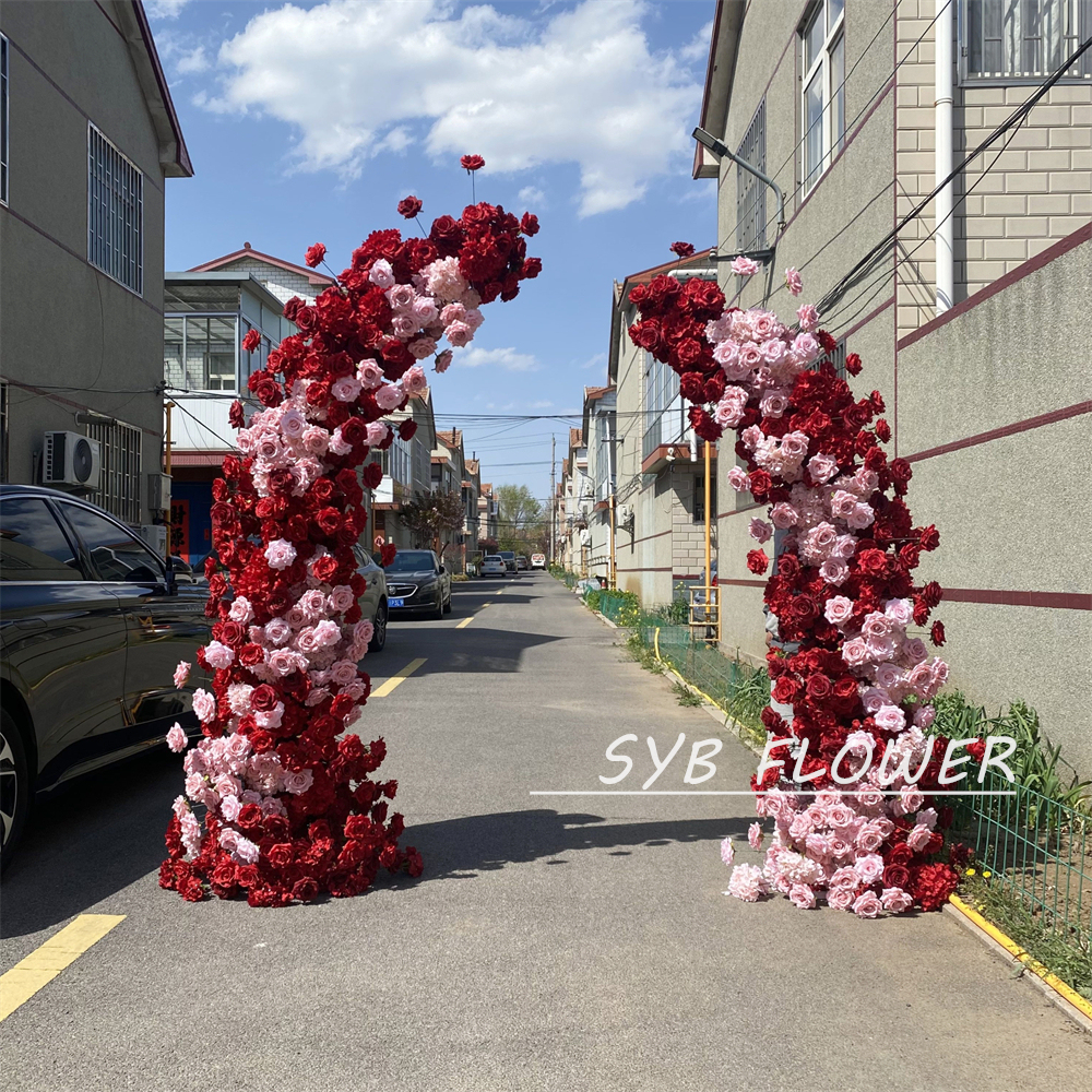 AC-072 Customized Wedding Arch Silk Artificial Flowers Gate Flowers Wedding Arch Backdrop For Wedding Entrance Decoration