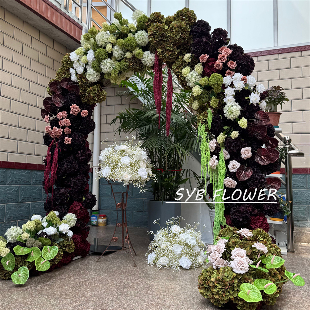 AC-074 Customized Wedding Arch Silk Artificial Flowers Gate Flowers Wedding Arch Backdrop For Wedding Entrance Decoration