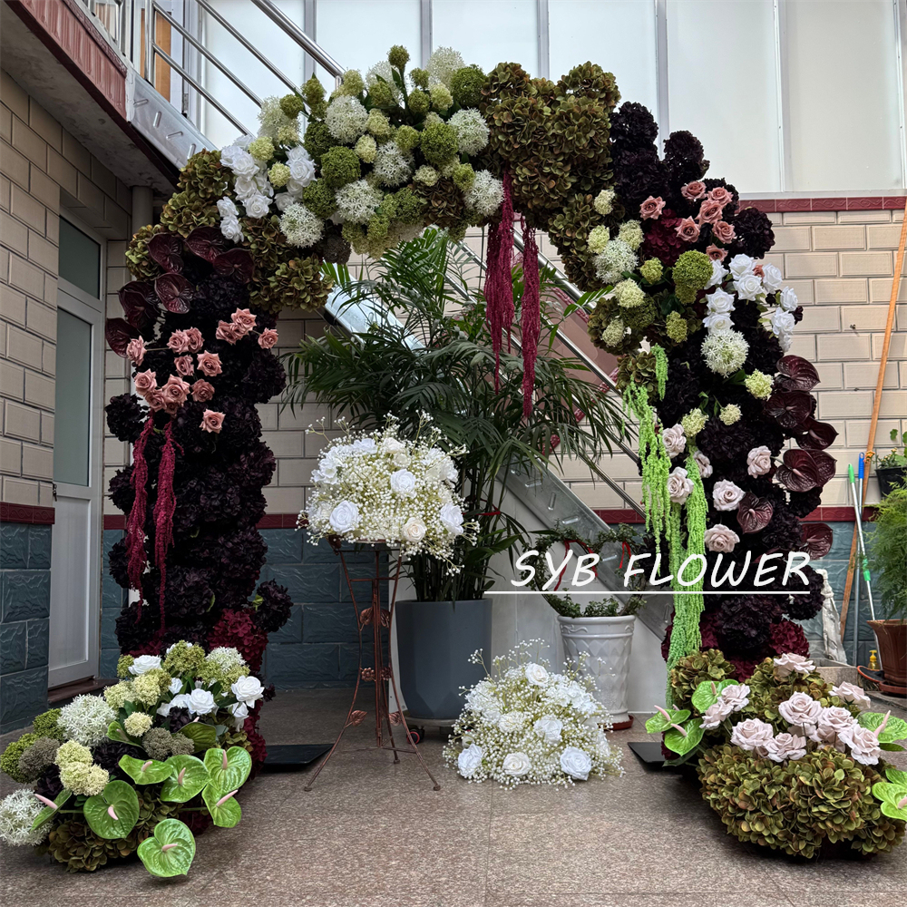 AC-074 Customized Wedding Arch Silk Artificial Flowers Gate Flowers Wedding Arch Backdrop For Wedding Entrance Decoration