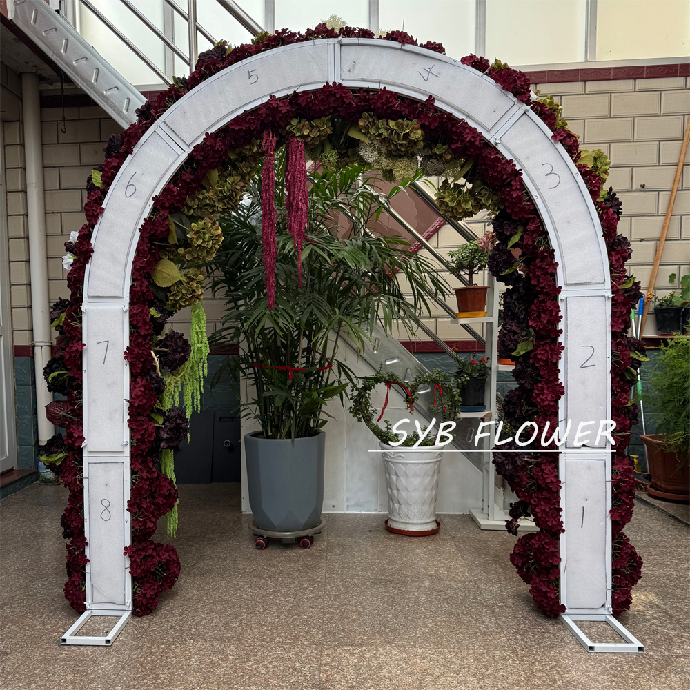 AC-074 Customized Wedding Arch Silk Artificial Flowers Gate Flowers Wedding Arch Backdrop For Wedding Entrance Decoration