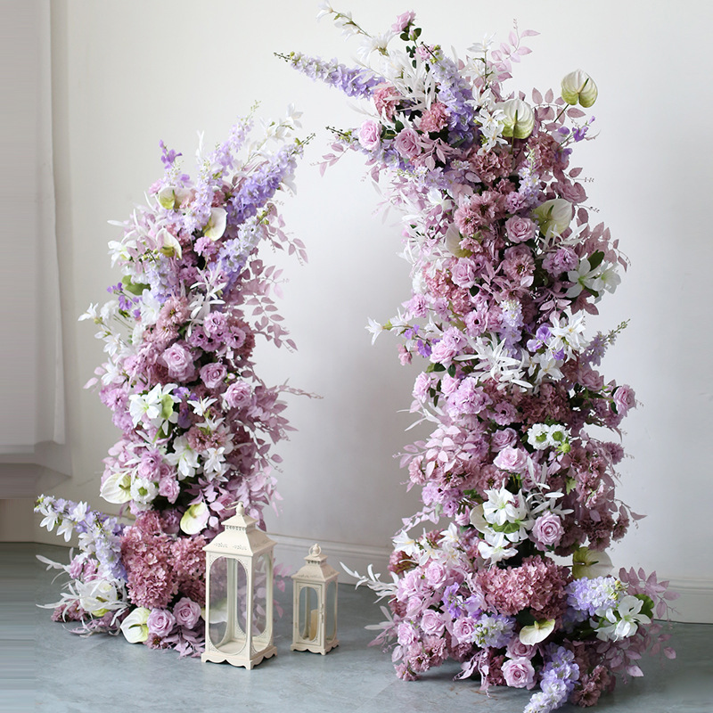 AC-076 Customized Wedding Arch Silk Artificial Flowers Gate Flowers Wedding Arch Backdrop For Wedding Entrance Decoration