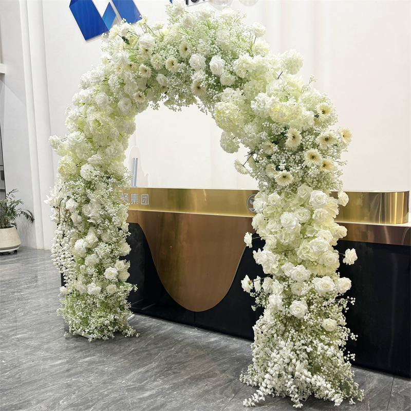 AC-081 Customized Wedding Arch Silk Artificial Flowers Gate Flowers Wedding Arch Backdrop For Wedding Entrance Decoration