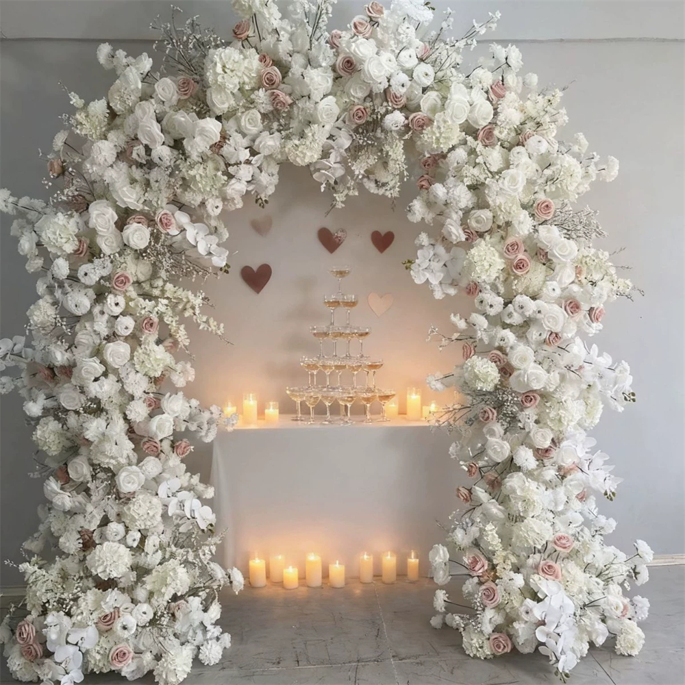 AC-084 Customized Wedding Arch Silk Artificial Flowers Gate Flowers Wedding Arch Backdrop For Wedding Entrance Decoration