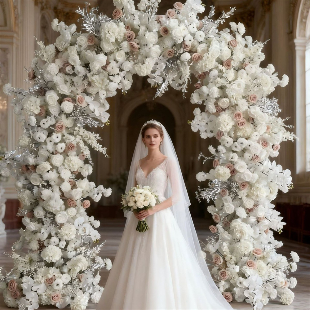 AC-084 Customized Wedding Arch Silk Artificial Flowers Gate Flowers Wedding Arch Backdrop For Wedding Entrance Decoration