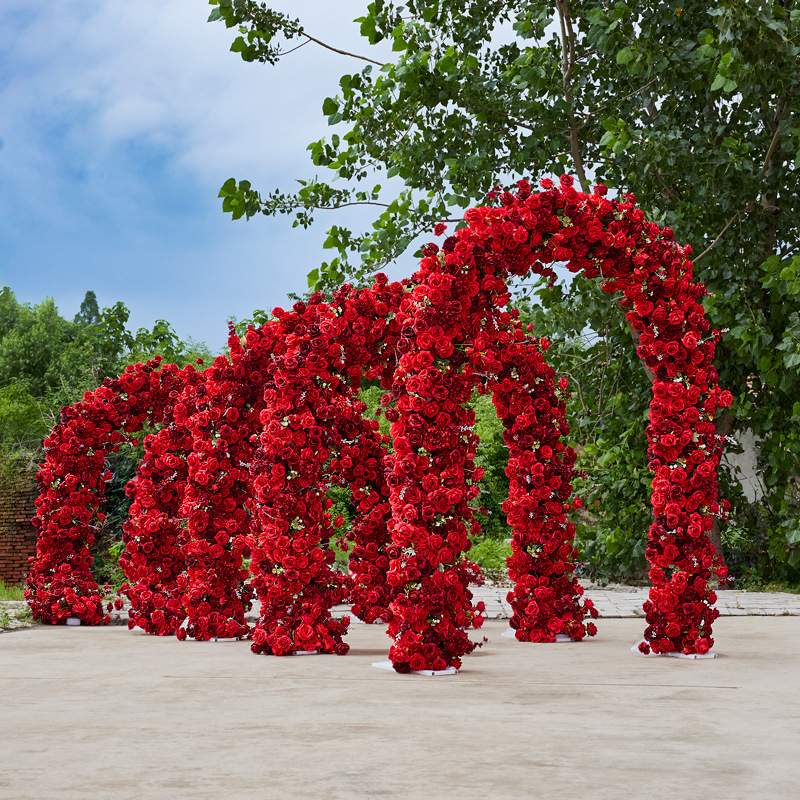 AC-082 Customized Wedding Arch Silk Artificial Flowers Gate Flowers Wedding Arch Backdrop For Wedding Entrance Decoration