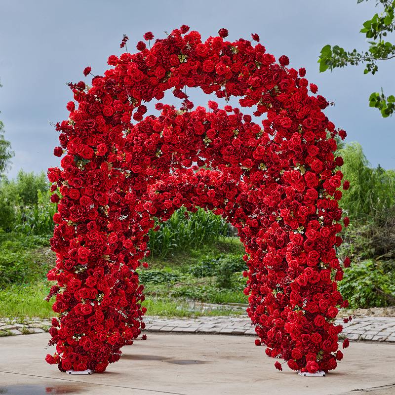 AC-082 Customized Wedding Arch Silk Artificial Flowers Gate Flowers Wedding Arch Backdrop For Wedding Entrance Decoration