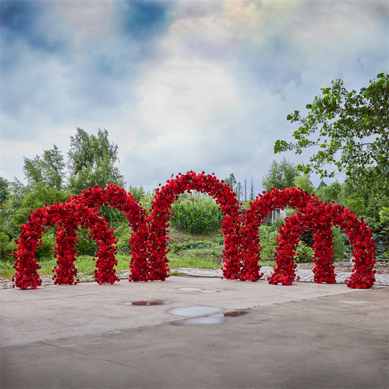 AC-082 Customized Wedding Arch Silk Artificial Flowers Gate Flowers Wedding Arch Backdrop For Wedding Entrance Decoration