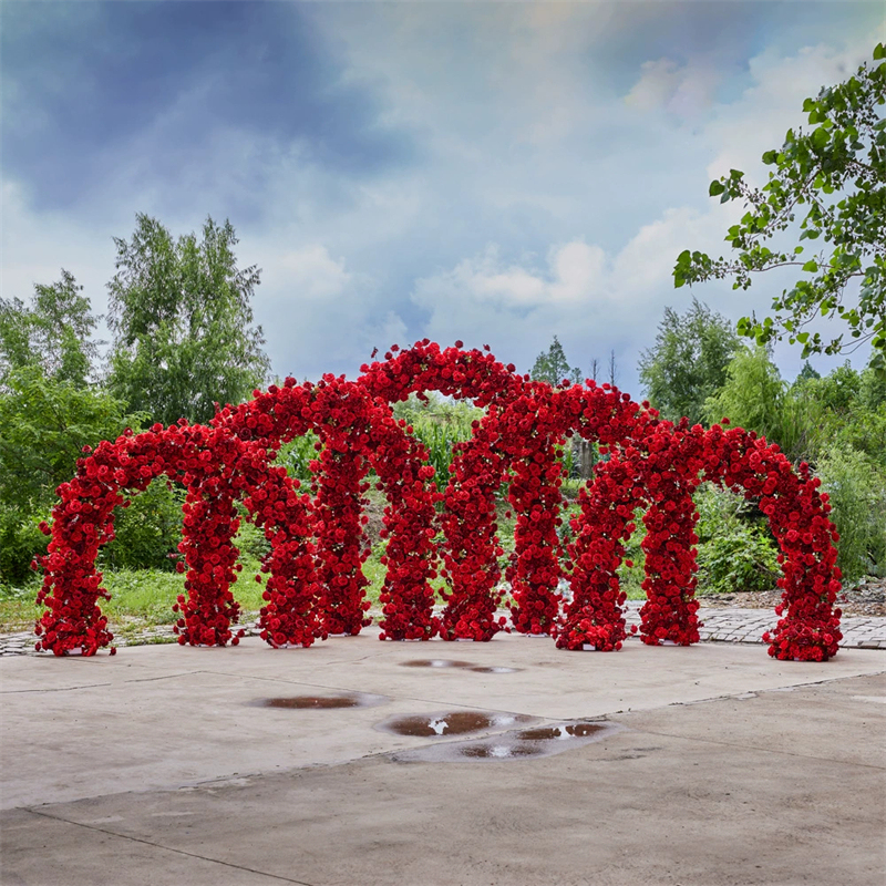 AC-082 Customized Wedding Arch Silk Artificial Flowers Gate Flowers Wedding Arch Backdrop For Wedding Entrance Decoration