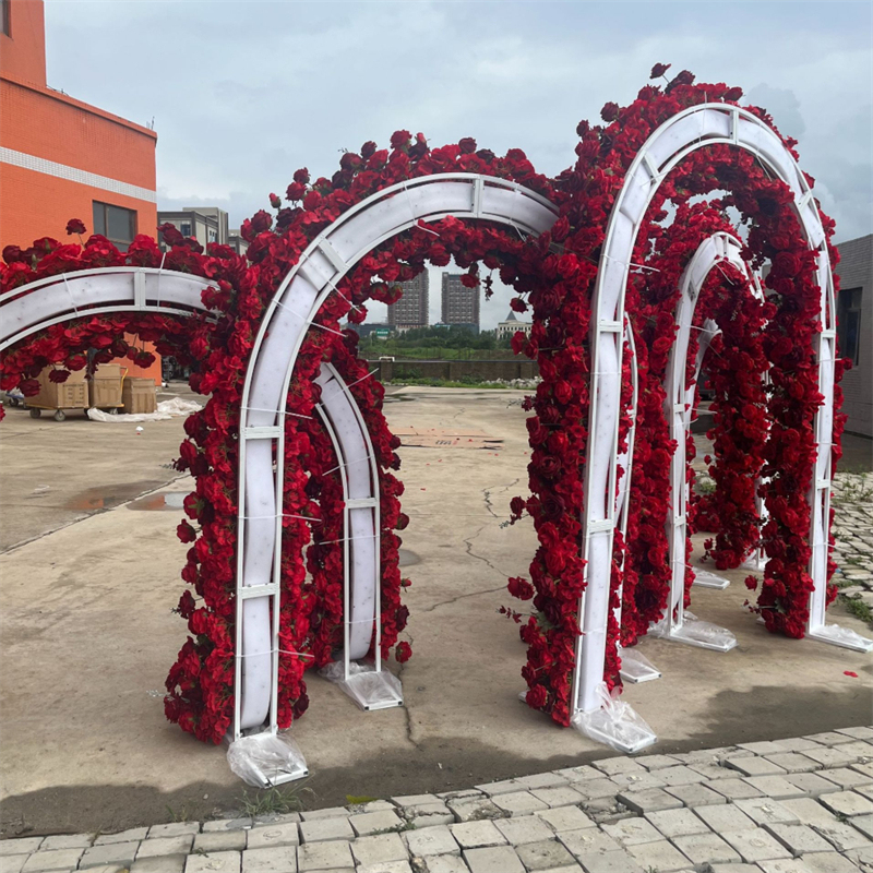 AC-082 Customized Wedding Arch Silk Artificial Flowers Gate Flowers Wedding Arch Backdrop For Wedding Entrance Decoration