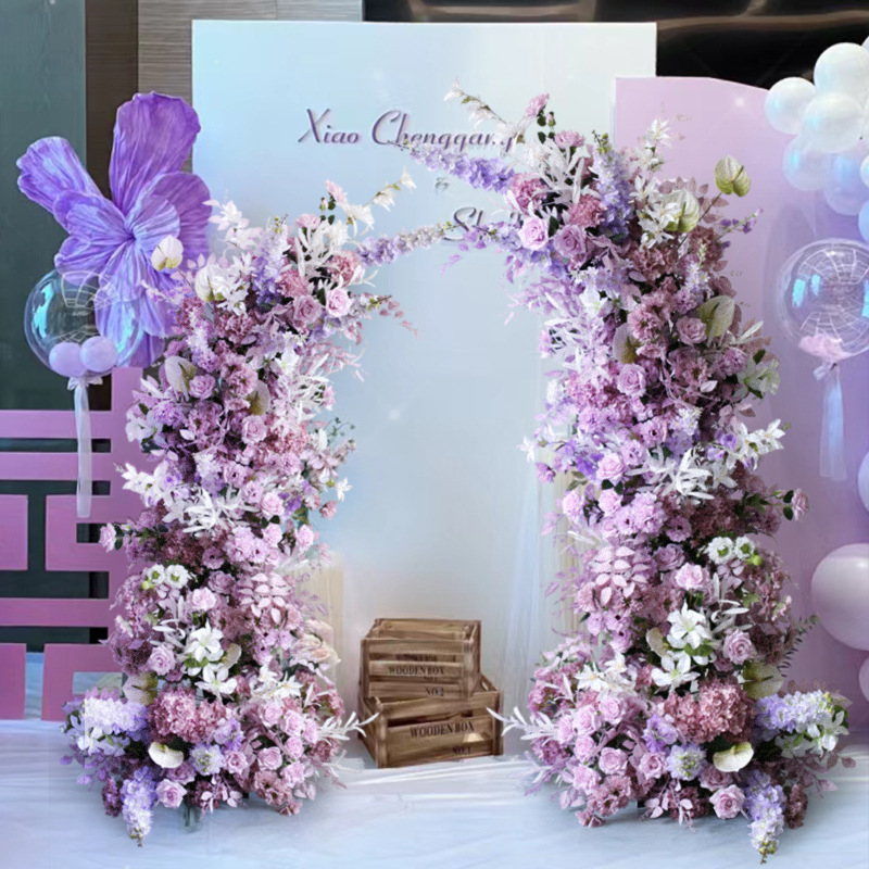AC-076 Customized Wedding Arch Silk Artificial Flowers Gate Flowers Wedding Arch Backdrop For Wedding Entrance Decoration
