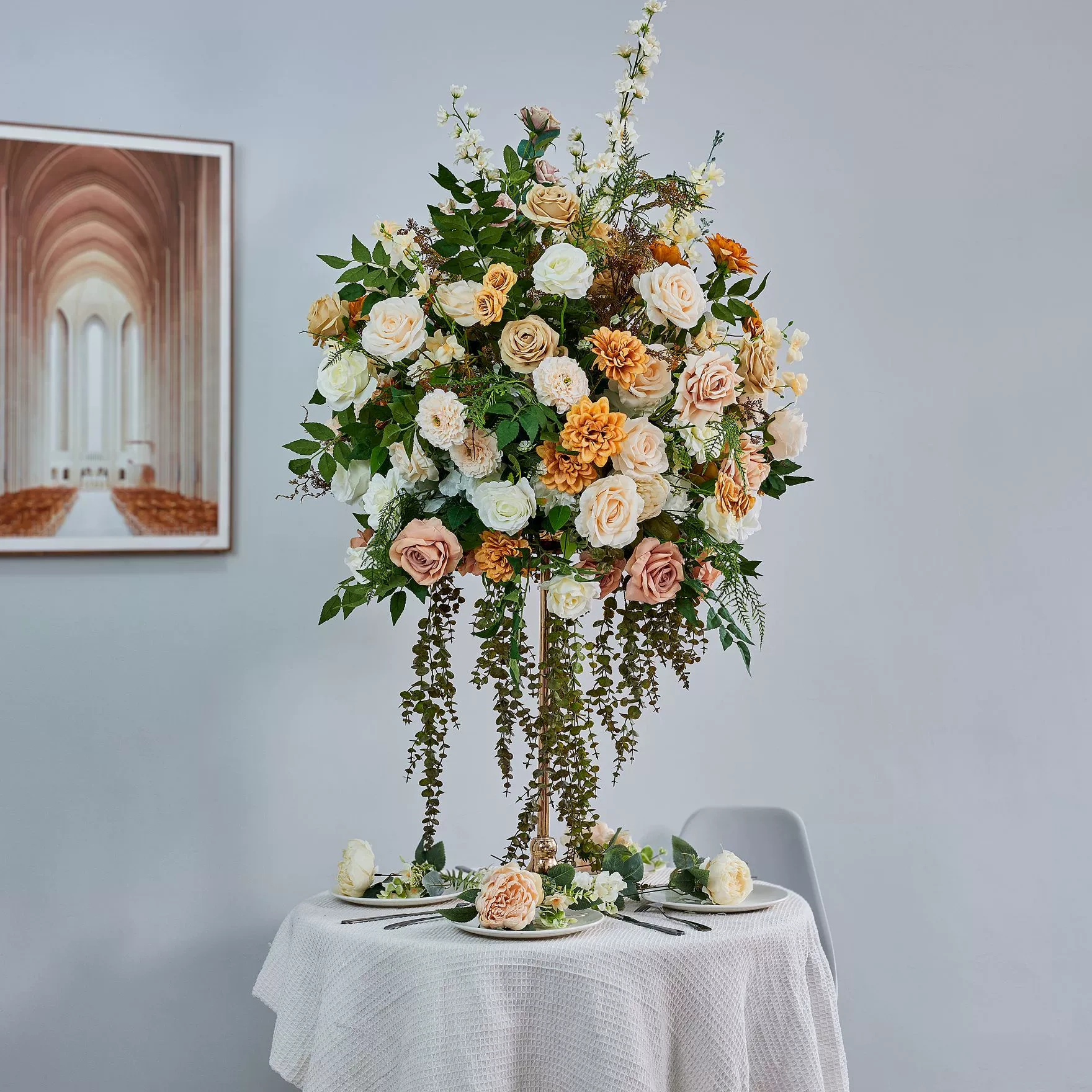 CP-068 Customized Wedding flower ball Silk Artificial Flowers Gate Wedding flower ball Backdrop For Wedding Decoration