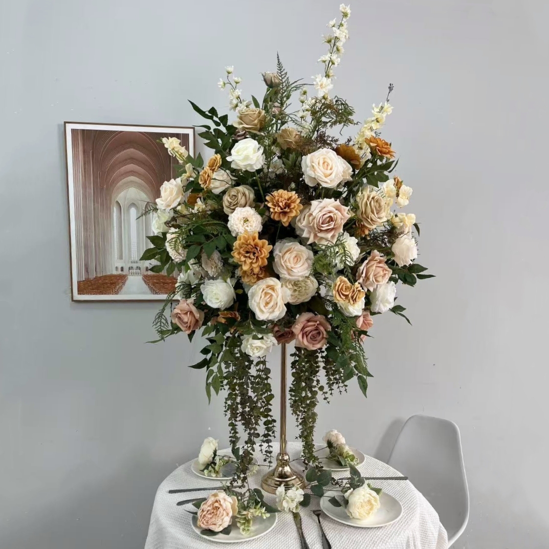CP-068 Customized Wedding flower ball Silk Artificial Flowers Gate Wedding flower ball Backdrop For Wedding Decoration