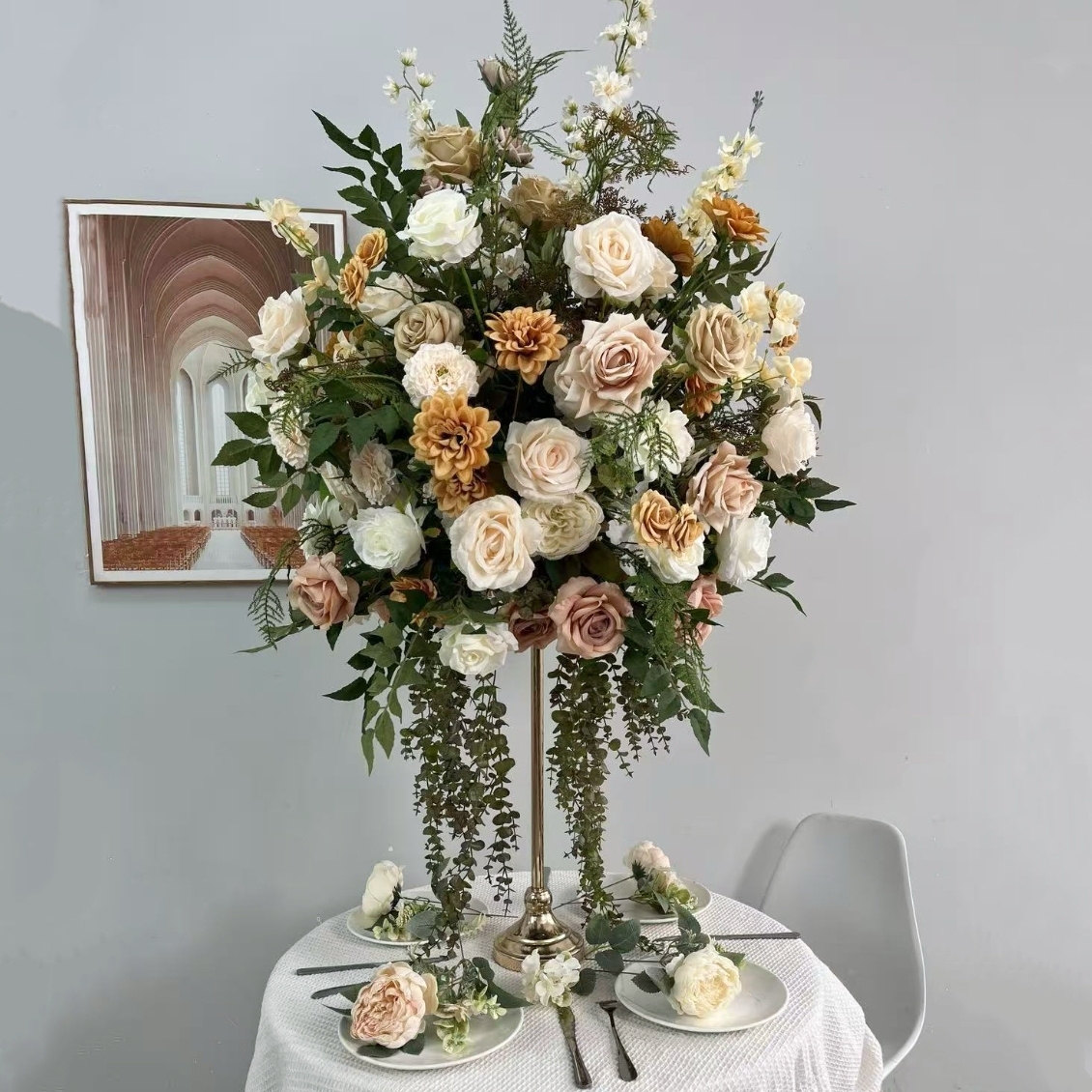CP-068 Customized Wedding flower ball Silk Artificial Flowers Gate Wedding flower ball Backdrop For Wedding Decoration