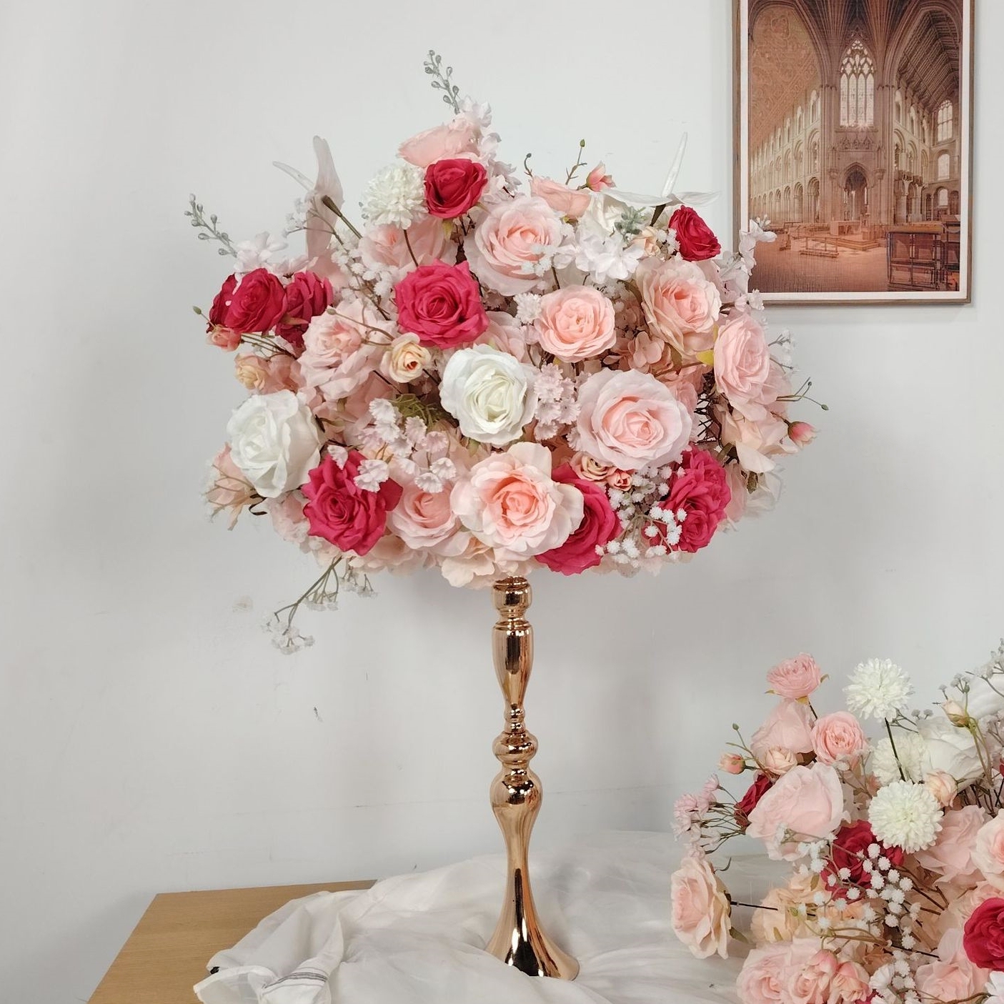 RN-036 Wedding Table Centerpiece Rose Flower ball Wedding Flowers Wedding Arrangement Decoration Customized Flower Ball Table Runner