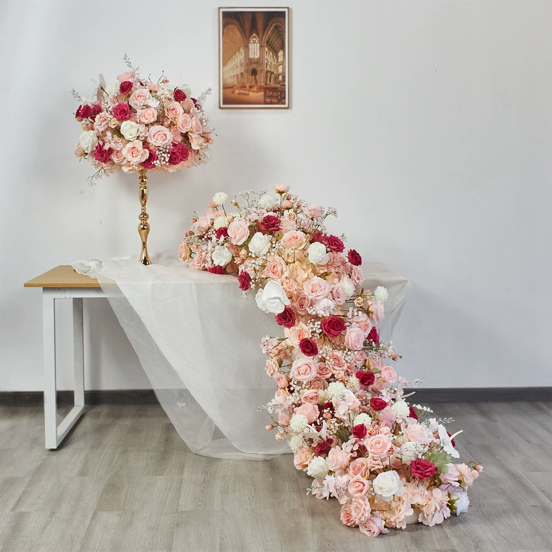 RN-036 Wedding Table Centerpiece Rose Flower ball Wedding Flowers Wedding Arrangement Decoration Customized Flower Ball Table Runner