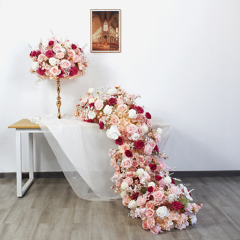 RN-036 Wedding Table Centerpiece Rose Flower ball Wedding Flowers Wedding Arrangement Decoration Customized Flower Ball Table Runner