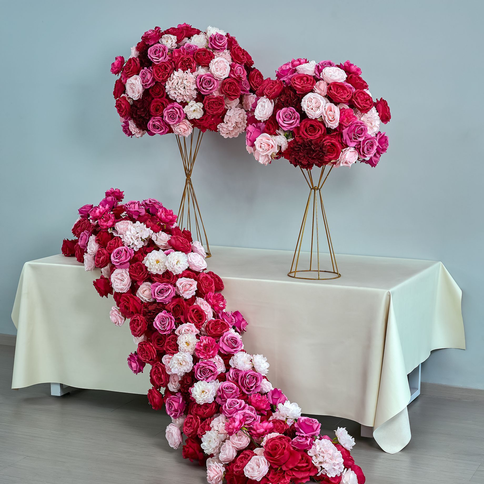 RN-033 Wedding Table Centerpiece Rose Flower ball Wedding Flowers Wedding Arrangement Decoration Customized Flower Ball Table Runner
