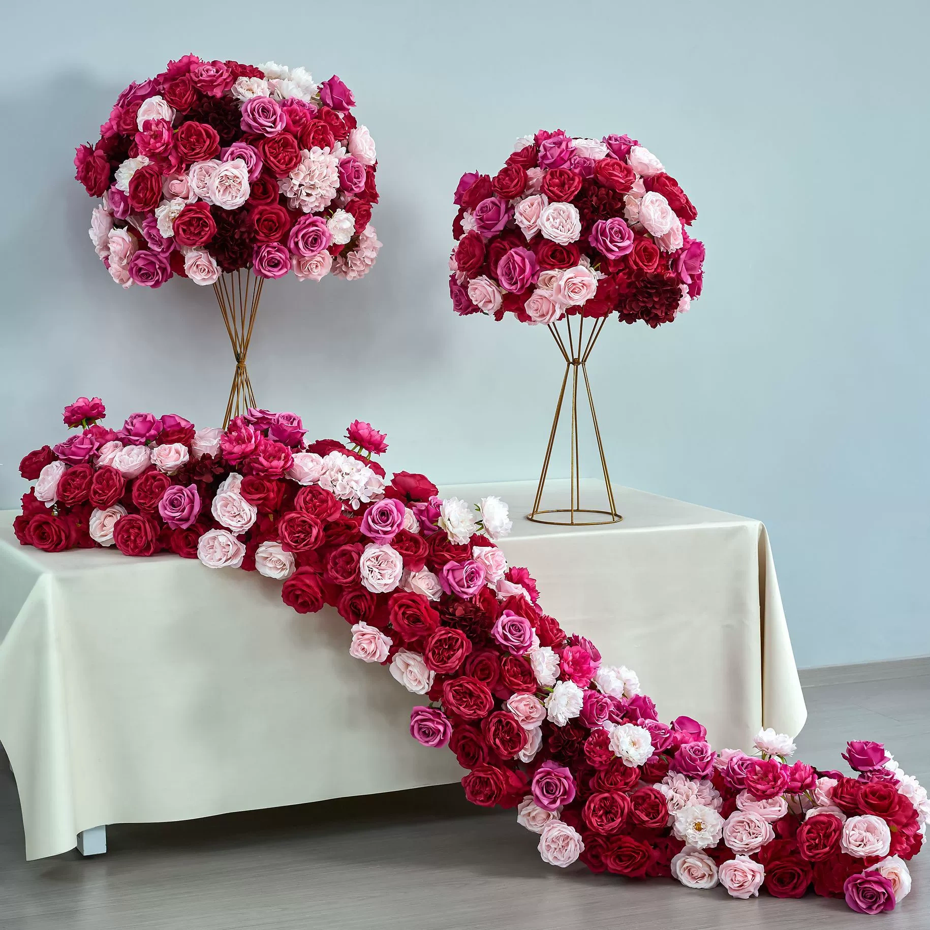 RN-033 Wedding Table Centerpiece Rose Flower ball Wedding Flowers Wedding Arrangement Decoration Customized Flower Ball Table Runner