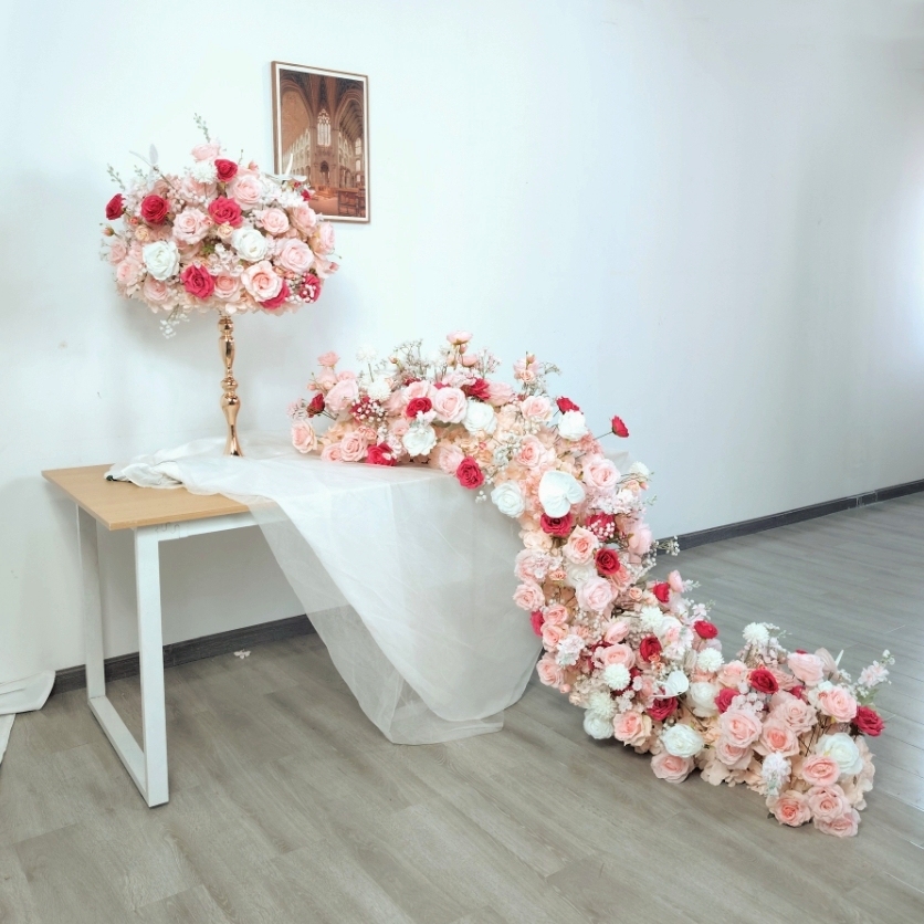 RN-036 Wedding Table Centerpiece Rose Flower ball Wedding Flowers Wedding Arrangement Decoration Customized Flower Ball Table Runner