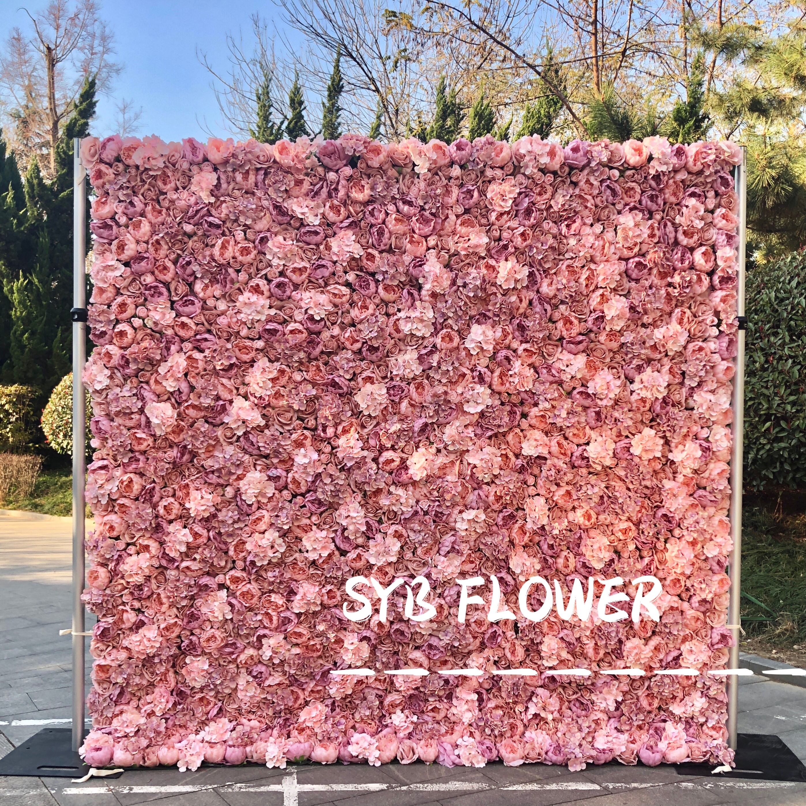 SYB High Quality Customized Wholesale Artificial Wedding Backdrop Flower Wall Panel For Event Party #21