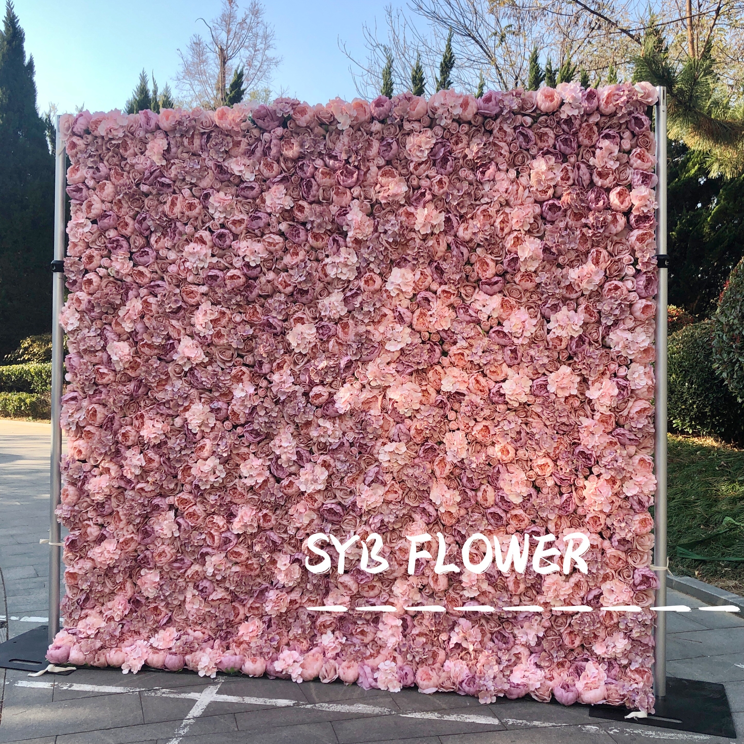 SYB High Quality Customized Wholesale Artificial Wedding Backdrop Flower Wall Panel For Event Party