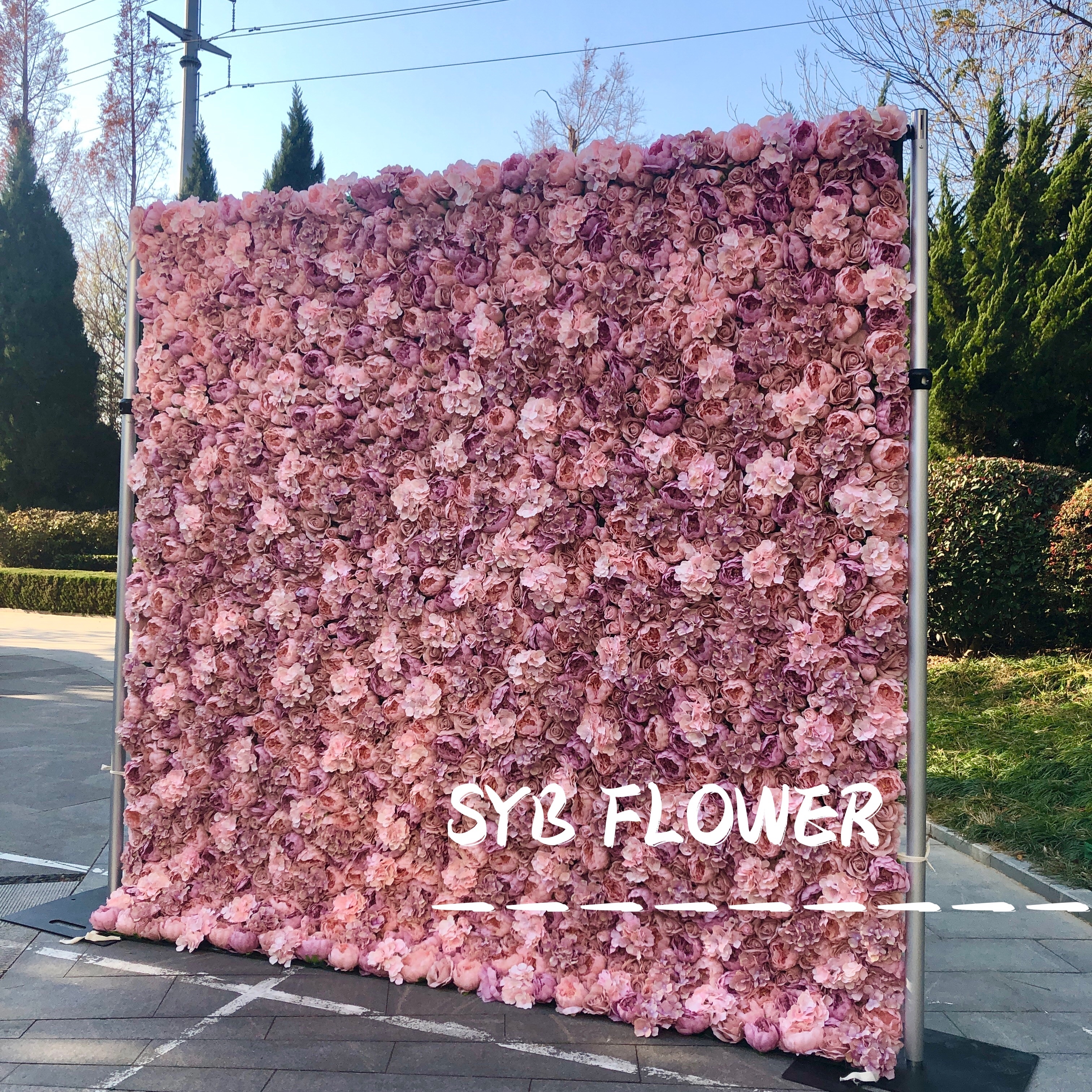 SYB High Quality Customized Wholesale Artificial Wedding Backdrop Flower Wall Panel For Event Party