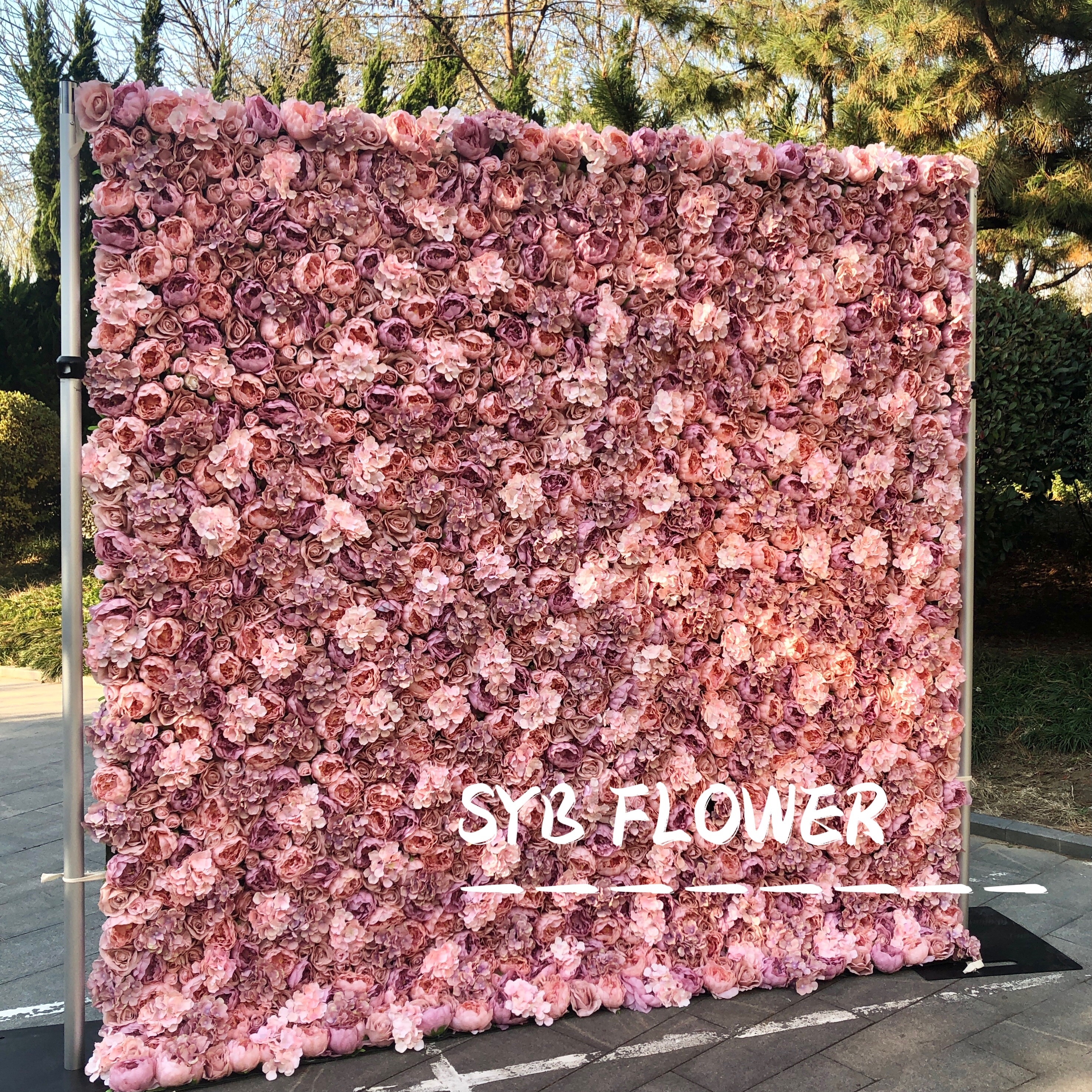 SYB High Quality Customized Wholesale Artificial Wedding Backdrop Flower Wall Panel For Event Party