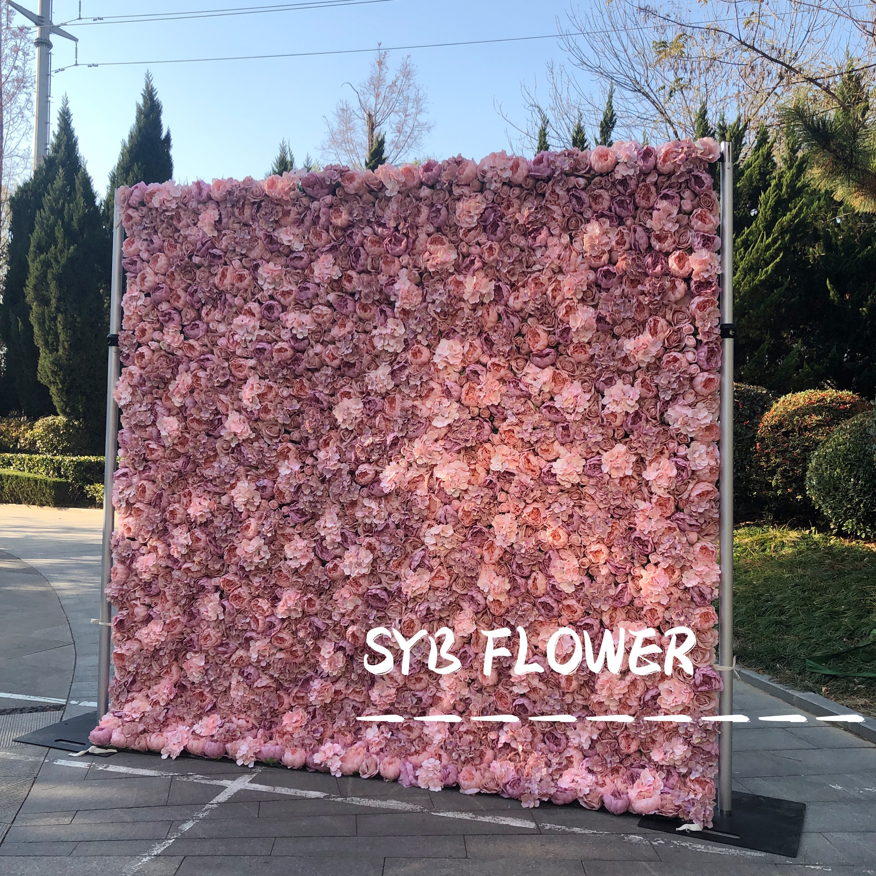 SYB High Quality Customized Wholesale Artificial Wedding Backdrop Flower Wall Panel For Event Party