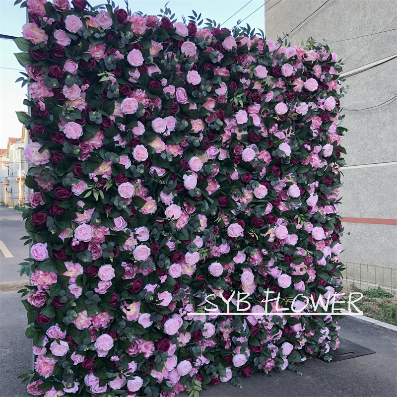 SYB Product Available Artificial Feel Real Roll Up Gift Silk Floral Wholesale Wedding Reception Flower Wall Art #68