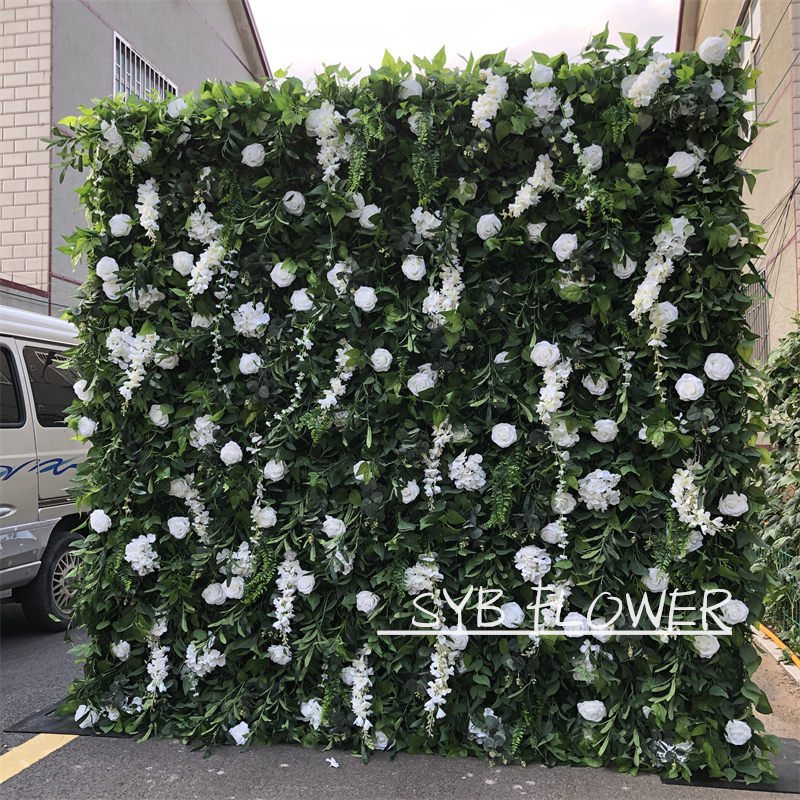 Wedding Supplies Nice Quality 3D Wedding Decor Backdrop Plant Silk Roll-up Panel Artificial Flowers Decorative Flower Wall #071-2