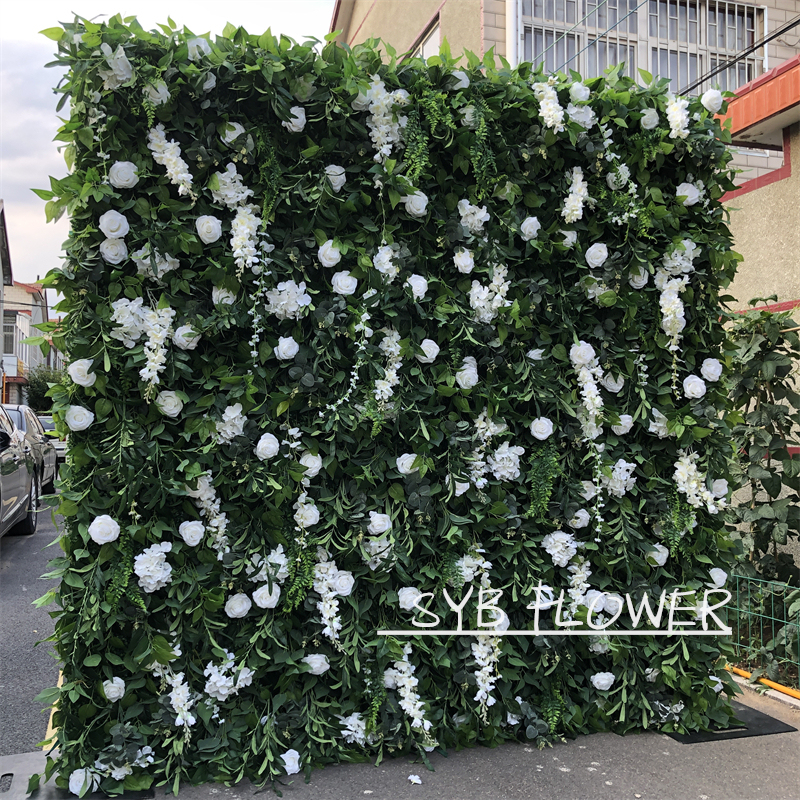 Wedding Supplies Nice Quality 3D Wedding Decor Backdrop Plant Silk Roll-up Panel Artificial Flowers Decorative Flower Wall #071-2