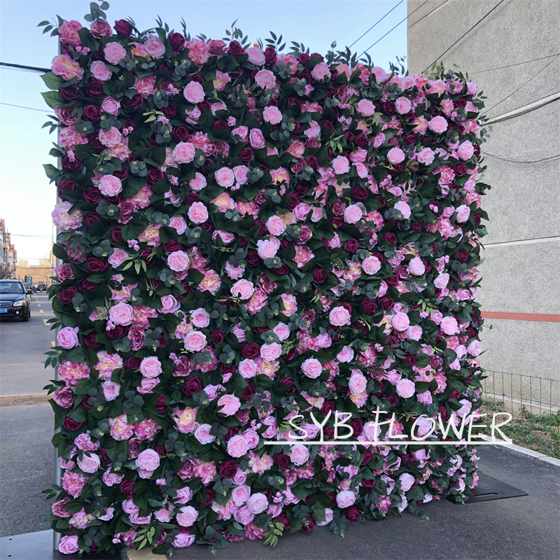 SYB Product Available Artificial Feel Real Roll Up Gift Silk Floral Wholesale Wedding Reception Flower Wall Art #68