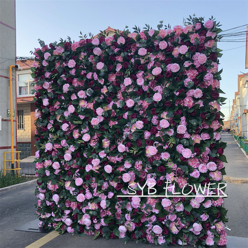 SYB Product Available Artificial Feel Real Roll Up Gift Silk Floral Wholesale Wedding Reception Flower Wall Art #68