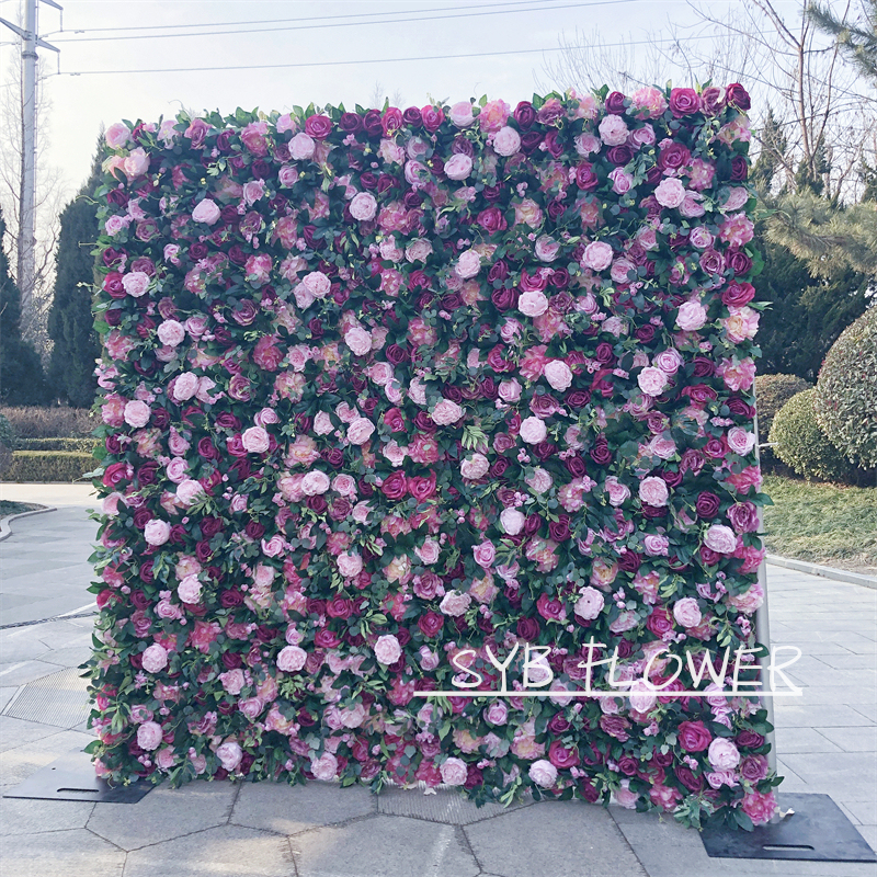 SYB Product Available Artificial Feel Real Roll Up Gift Silk Floral Wholesale Wedding Reception Flower Wall Art #68