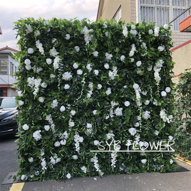 Wedding Supplies Nice Quality 3D Wedding Decor Backdrop Plant Silk Roll-up Panel Artificial Flowers Decorative Flower Wall #071-2