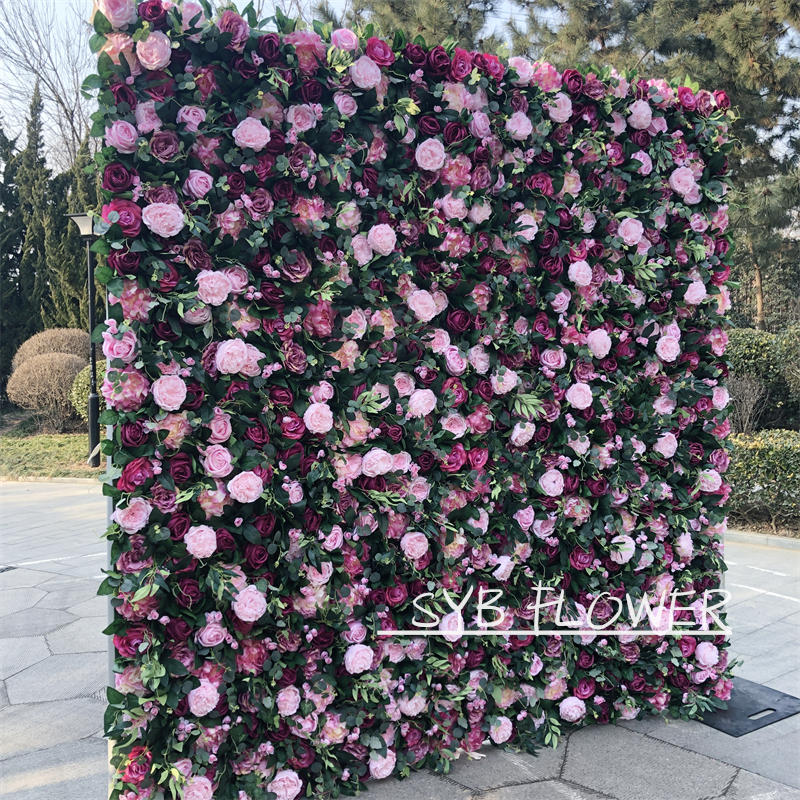 SYB Product Available Artificial Feel Real Roll Up Gift Silk Floral Wholesale Wedding Reception Flower Wall Art #68
