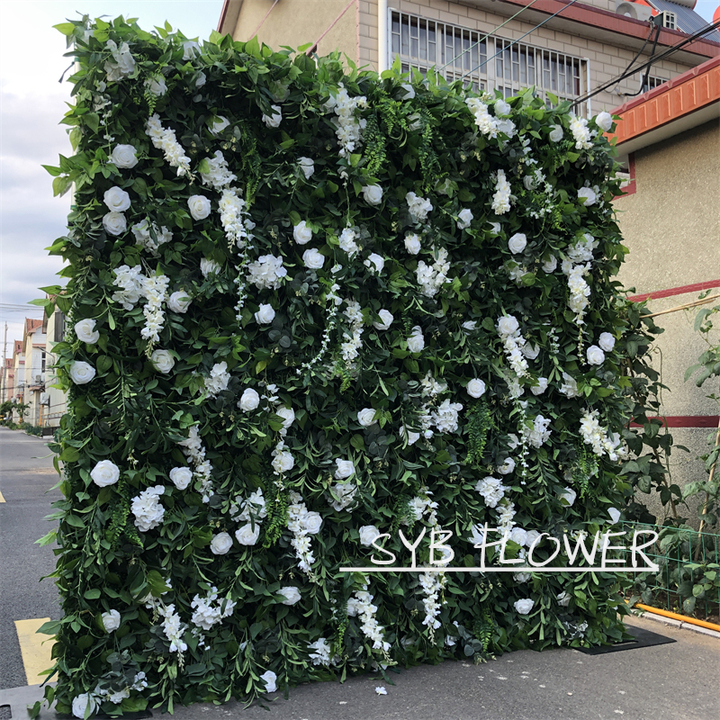 Wedding Supplies Nice Quality 3D Wedding Decor Backdrop Plant Silk Roll-up Panel Artificial Flowers Decorative Flower Wall #071-2