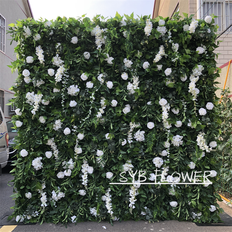 Wedding Supplies Nice Quality 3D Wedding Decor Backdrop Plant Silk Roll-up Panel Artificial Flowers Decorative Flower Wall #071-2