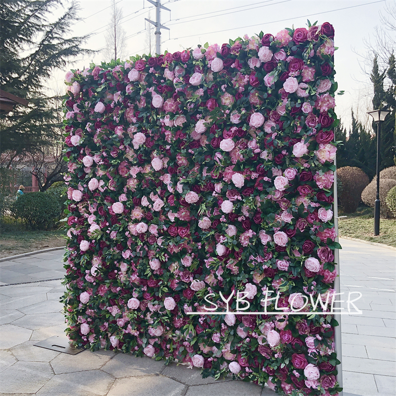 SYB Product Available Artificial Feel Real Roll Up Gift Silk Floral Wholesale Wedding Reception Flower Wall Art #68