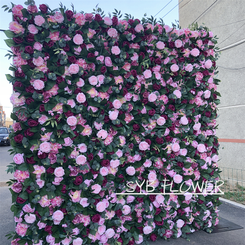 SYB Product Available Artificial Feel Real Roll Up Gift Silk Floral Wholesale Wedding Reception Flower Wall Art #68