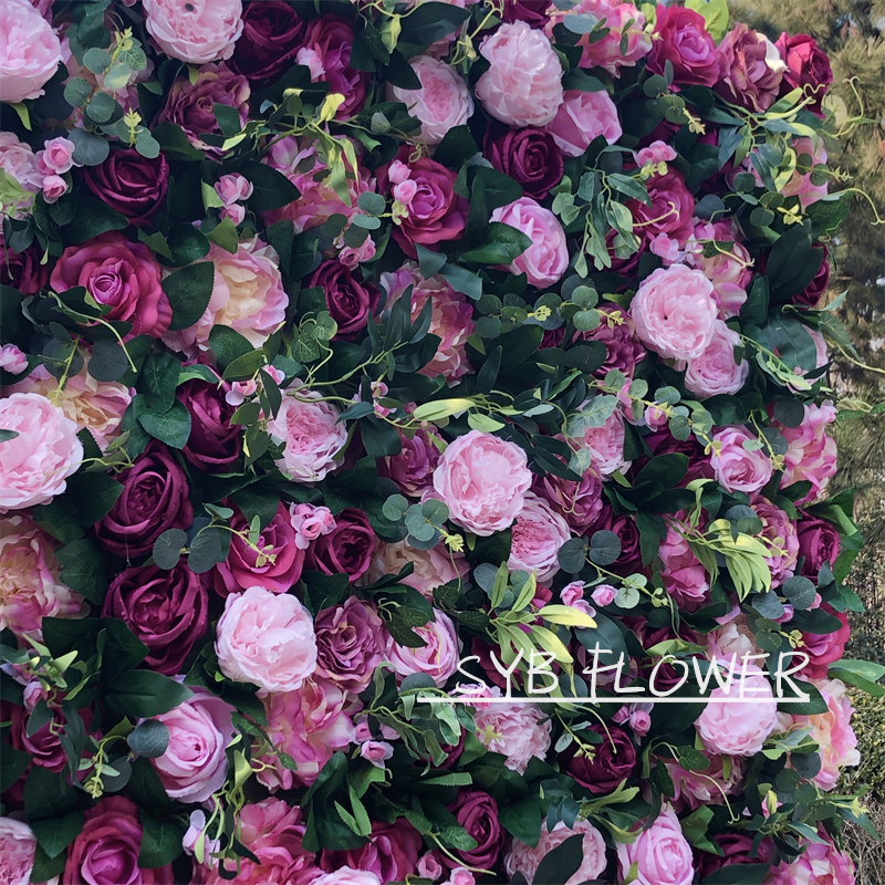 SYB Product Available Artificial Feel Real Roll Up Gift Silk Floral Wholesale Wedding Reception Flower Wall Art #68