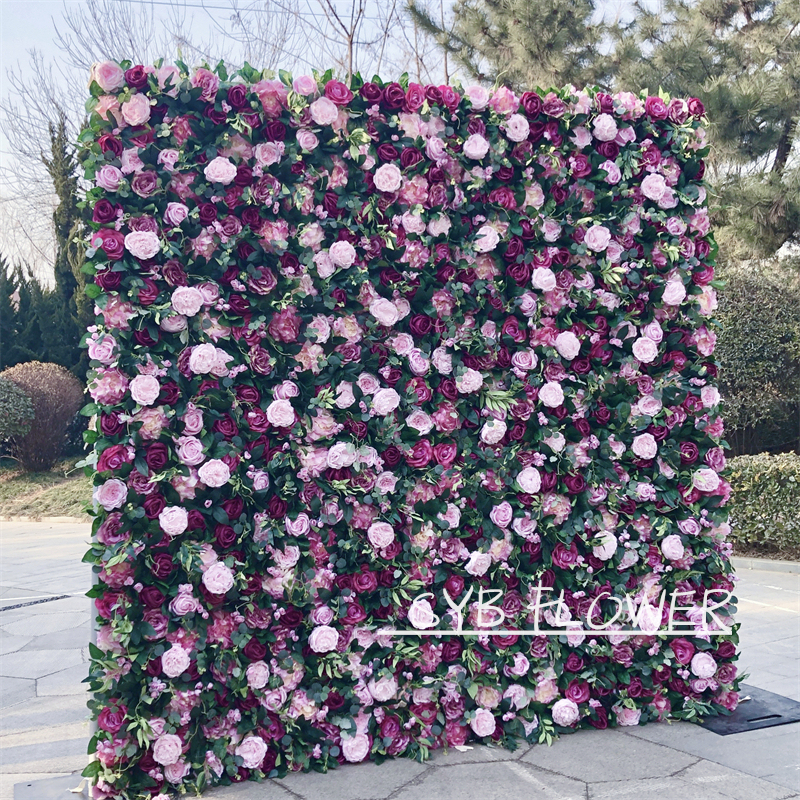 SYB Product Available Artificial Feel Real Roll Up Gift Silk Floral Wholesale Wedding Reception Flower Wall Art #68