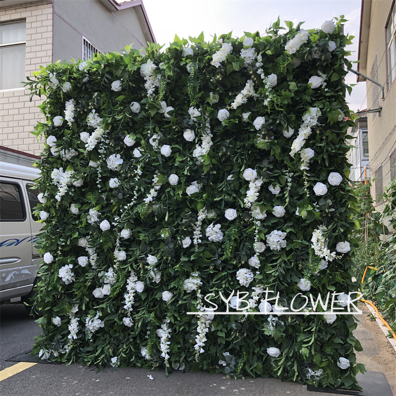 Wedding Supplies Nice Quality 3D Wedding Decor Backdrop Plant Silk Roll-up Panel Artificial Flowers Decorative Flower Wall #071-2